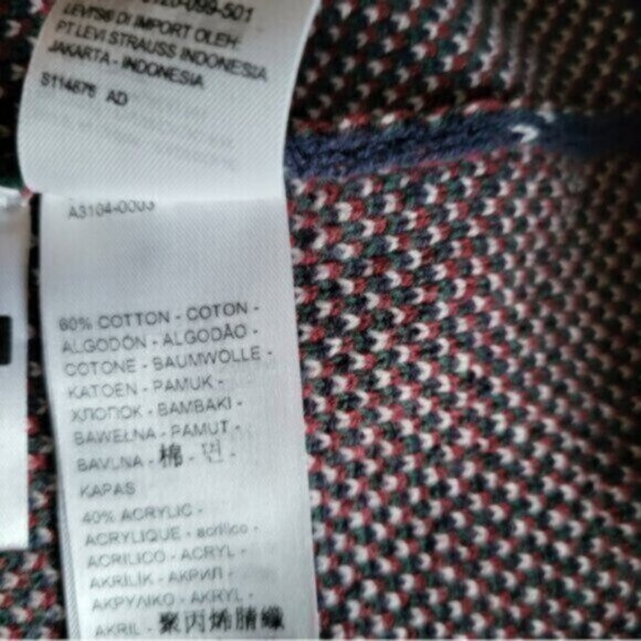 LEVI'S Preppy Argyle RETRO 90's Stay Loose Oversized V-Neck Sweater Sz Large - Picture 6 of 16